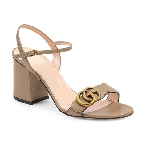 gucci tan sandals high heel|gucci marmont block heel sandals.